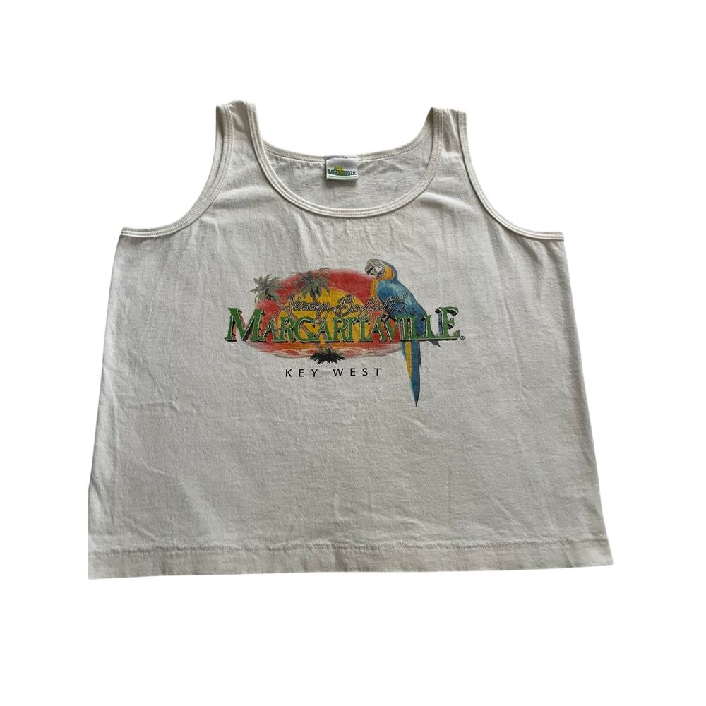 Margaritaville men’s Vtg tank top key west large macaw palm sunset parrothead